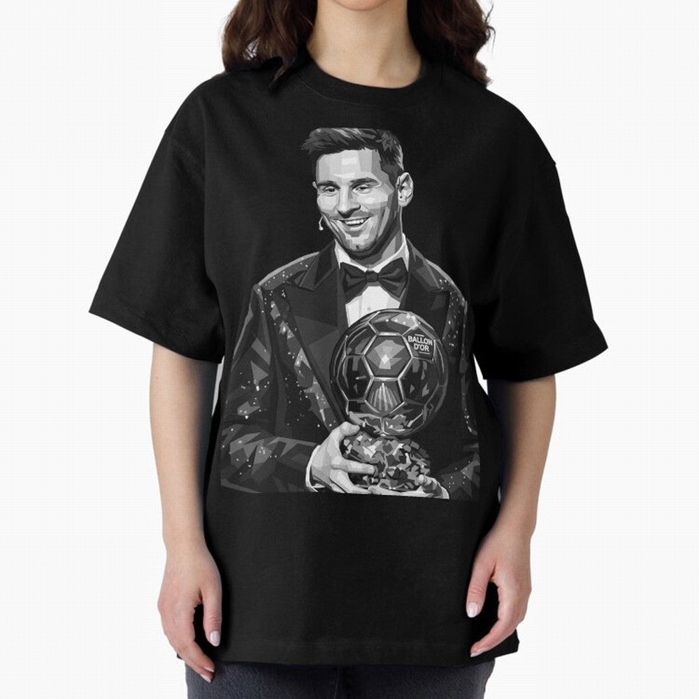 Messi grayscale Oversized T-Shirt Support Your Favorite Stars during Global Football Passion for FIFA World Cup 2026, Connected to Messi, Spain and Netherlands, Football Festival Excitement, Trophy Ambitions, Country Rivalries and Star Player Buzz;