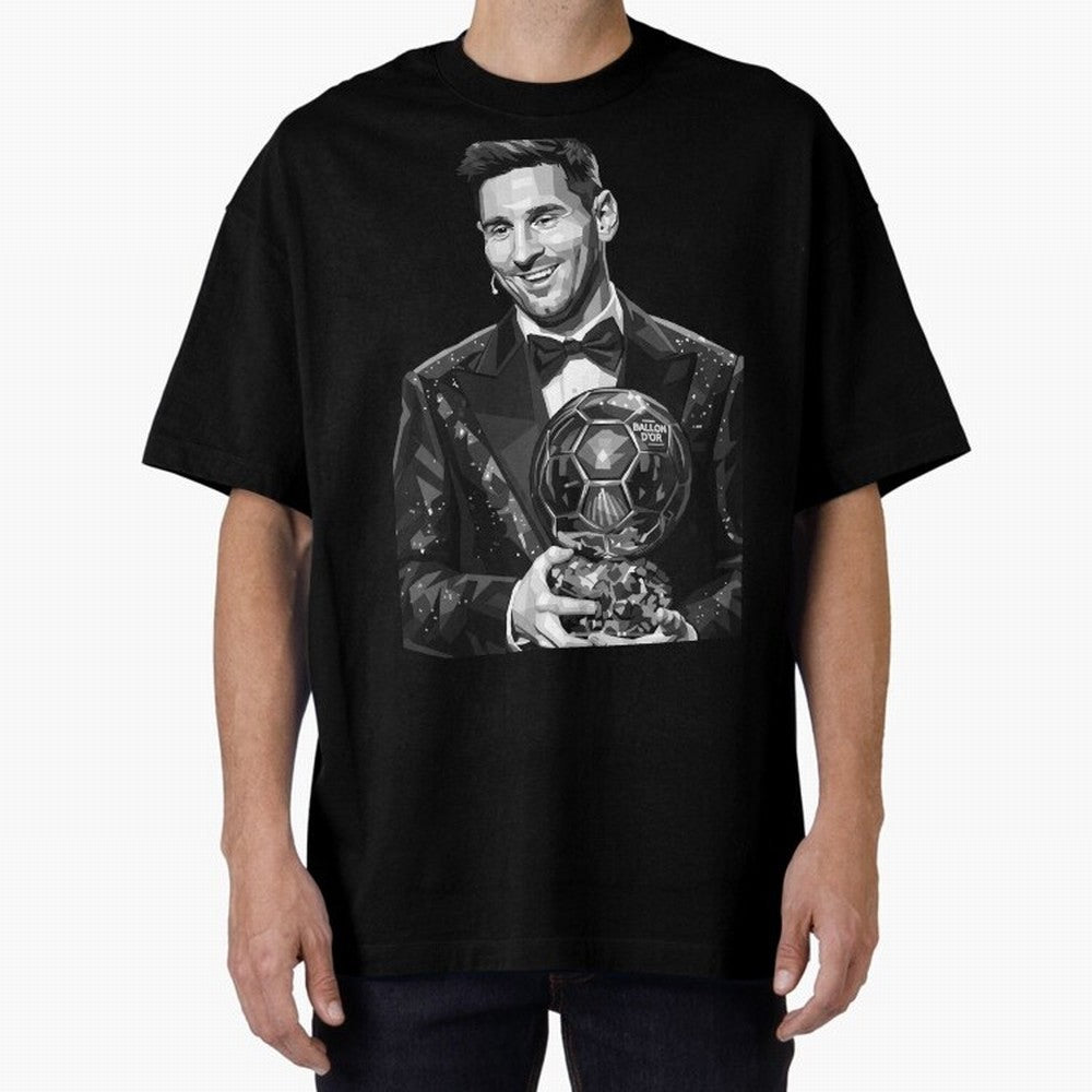 Messi grayscale Oversized T-Shirt Support Your Favorite Stars during Global Football Passion for FIFA World Cup 2026, Connected to Messi, Spain and Netherlands, Football Festival Excitement, Trophy Ambitions, Country Rivalries and Star Player Buzz;