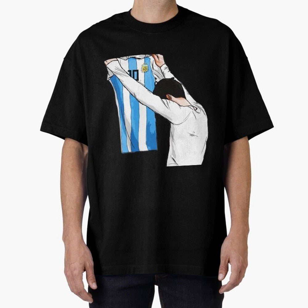 Lionel Messi holding his shirt, Argentina copa america Classic T-Shirt Turn Up for FIFA World Cup 2026 Spirit, Inspired by Brazil, Portugal and Argentina, Messi, CR7 and Mbappe, Football History, Final Match Energy, Crowd Noise and Once in a