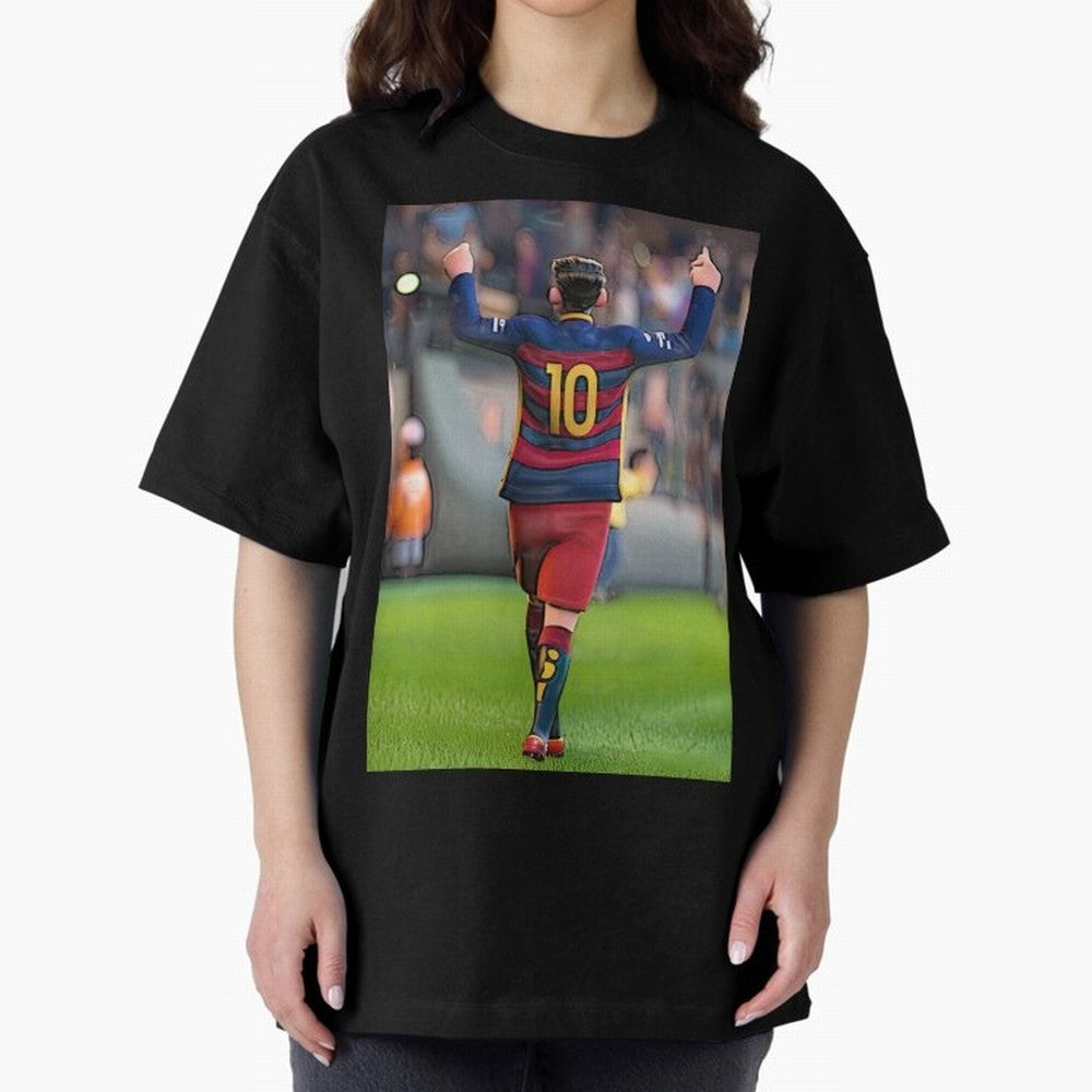 Lionel Messi (2) caricature Oversized T-Shirt Turn Up for the FIFA World Cup 2026 Group Stage Journey through CR7 and Messi Highlights, Netherlands Pride, Championship Spirit, Famous Goals, Roaring Crowds and International Football Unity; Ideal for