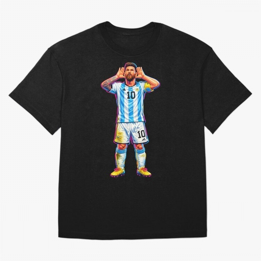 Messi Celebration Classic T-Shirt Share the Excitement of FIFA World Cup 2026 with Messi, Neymar and Mbappe, Portugal, Spain and Germany Energy, Retro Football Energy, Iconic Rivalries, Trophy Chase Drama and Stadium Atmosphere; Perfect for Fans,