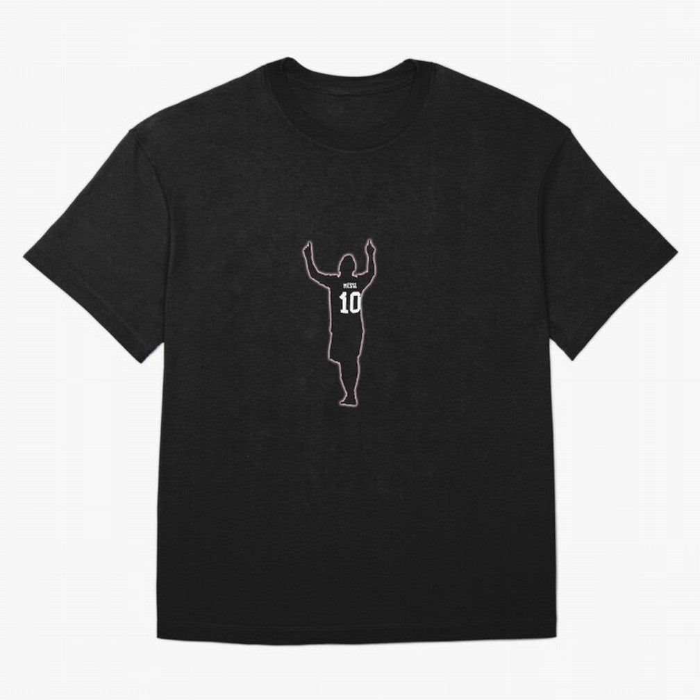Lionel Messi Iconic Celebration Pose - Inter Miami Colors Classic T-Shirt Experience the FIFA World Cup 2026 Journey through Messi and Cristiano Ronaldo Highlights, England and Germany Pride, Sports Nostalgia, International Competition, Famous
