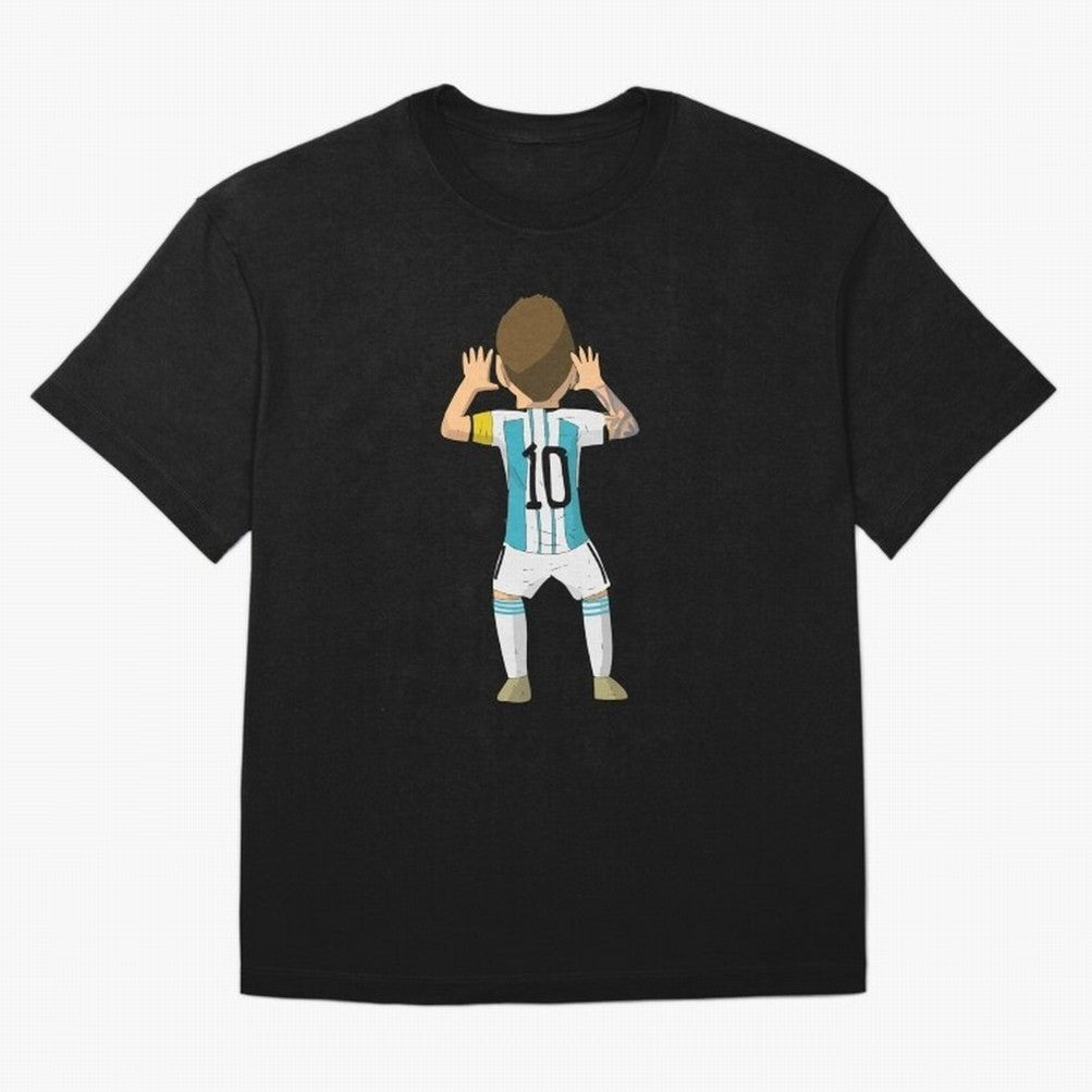 Cartoon Illustration Messi vs Netherlands World Cup Qatar 2022 Classic T-Shirt Relive the Noise and Pride of the FIFA World Cup 2026 USA Canada Mexico Journey through Neymar Highlights, Spain Pride, Stadium Chants, National Pride, Trophy Dreams and