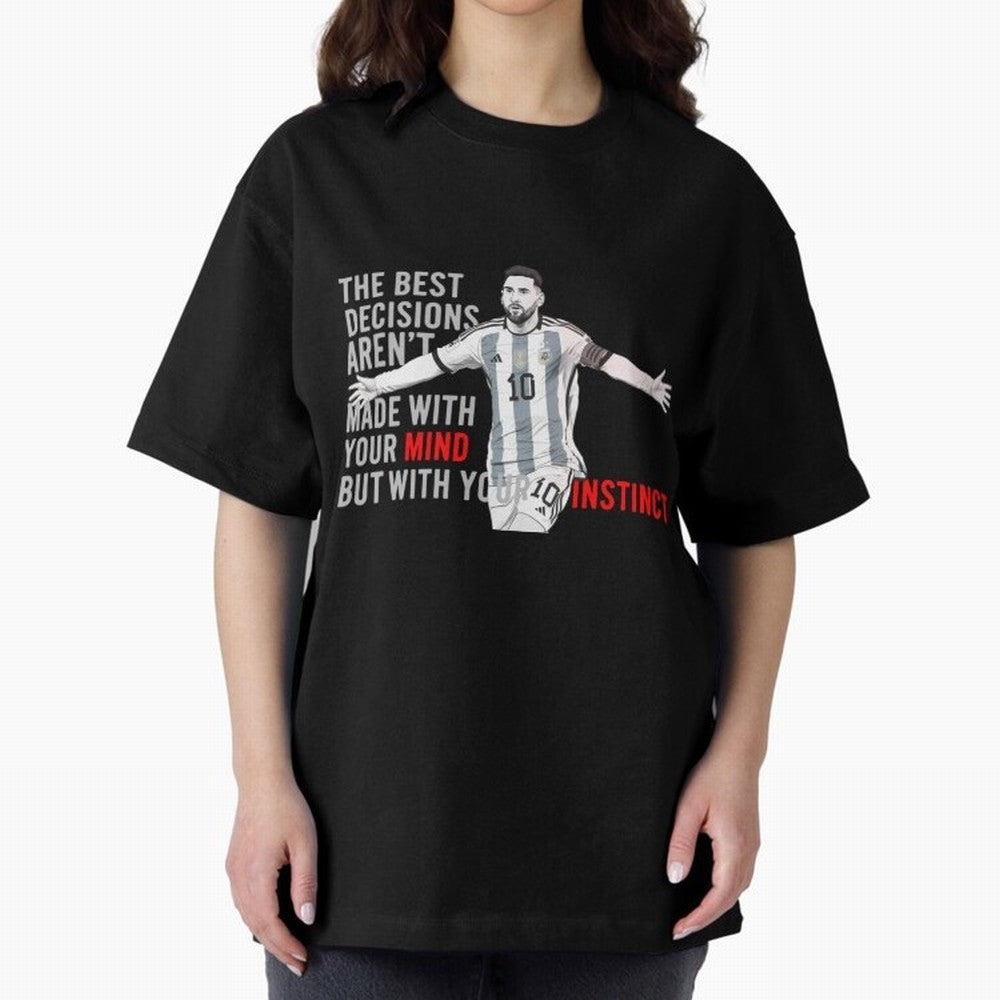 Messi Instinct Oversized T-Shirt Stand with FIFA World Cup 2026 USA Canada Mexico for Fans of Messi, CR7 and Mbappe and England, France and Netherlands, Bringing Match Day Excitement, Supporter Culture, Golden Goals and Global Football Passion;
