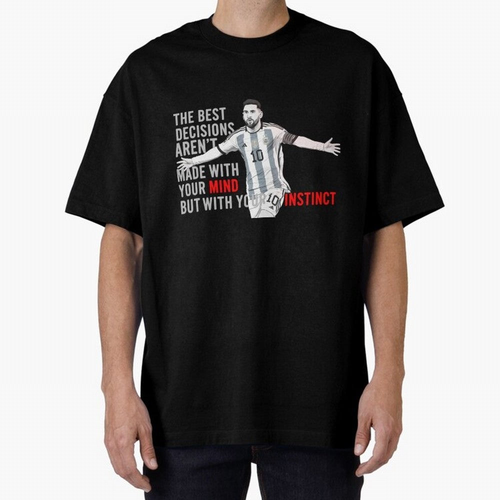 Messi Instinct Oversized T-Shirt Stand with FIFA World Cup 2026 USA Canada Mexico for Fans of Messi, CR7 and Mbappe and England, France and Netherlands, Bringing Match Day Excitement, Supporter Culture, Golden Goals and Global Football Passion;