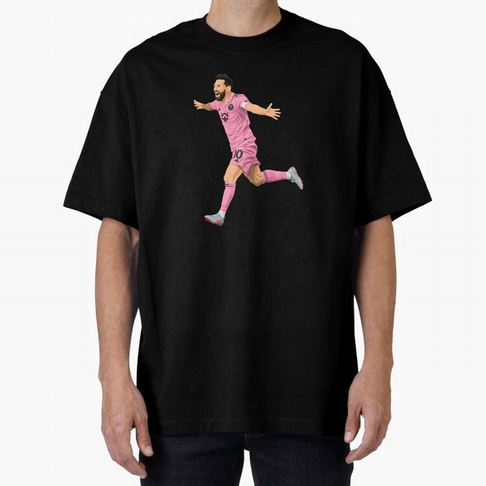 Lionel Messi celebration Oversized T-Shirt Fuel Global Football Passion for FIFA World Cup 2026 USA Canada Mexico, Centered on Messi and Cristiano Ronaldo, Portugal, Championship Spirit, Famous Goals, Roaring Crowds and International Football