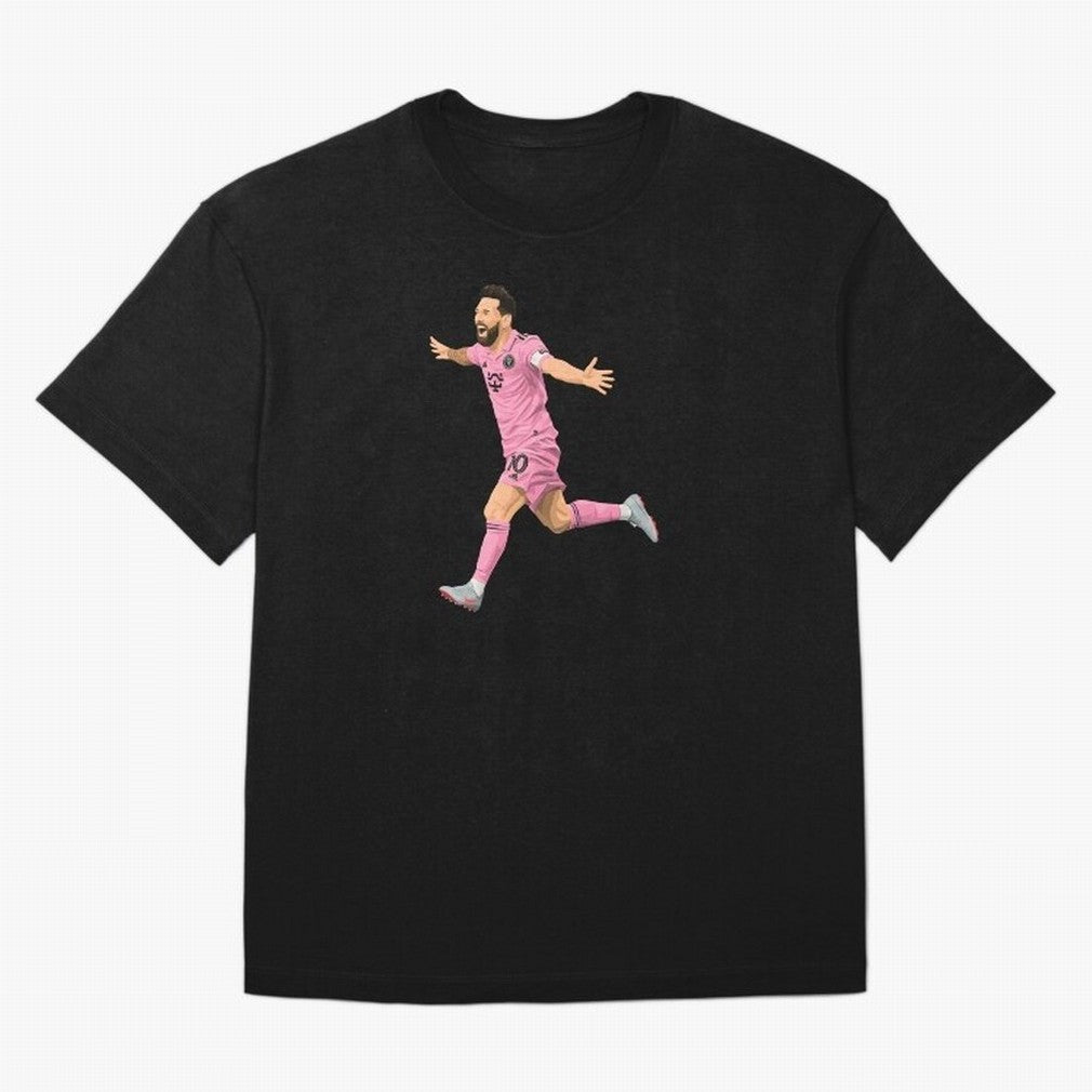 Lionel Messi celebration Oversized T-Shirt Fuel Global Football Passion for FIFA World Cup 2026 USA Canada Mexico, Centered on Messi and Cristiano Ronaldo, Portugal, Championship Spirit, Famous Goals, Roaring Crowds and International Football