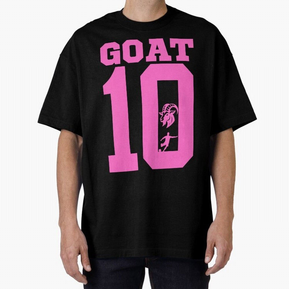 Miami Champions The Goat 10 Oversized T-Shirt Embrace FIFA World Cup 2026 Group Stage Spirit, Highlighting France and Portugal, Messi, CR7 and Mbappe, Sports Nostalgia, International Competition, Famous Players and Unforgettable Victories; Made for