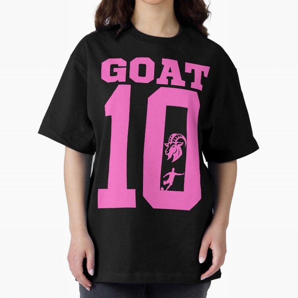 Miami Champions The Goat 10 Oversized T-Shirt Embrace FIFA World Cup 2026 Group Stage Spirit, Highlighting France and Portugal, Messi, CR7 and Mbappe, Sports Nostalgia, International Competition, Famous Players and Unforgettable Victories; Made for