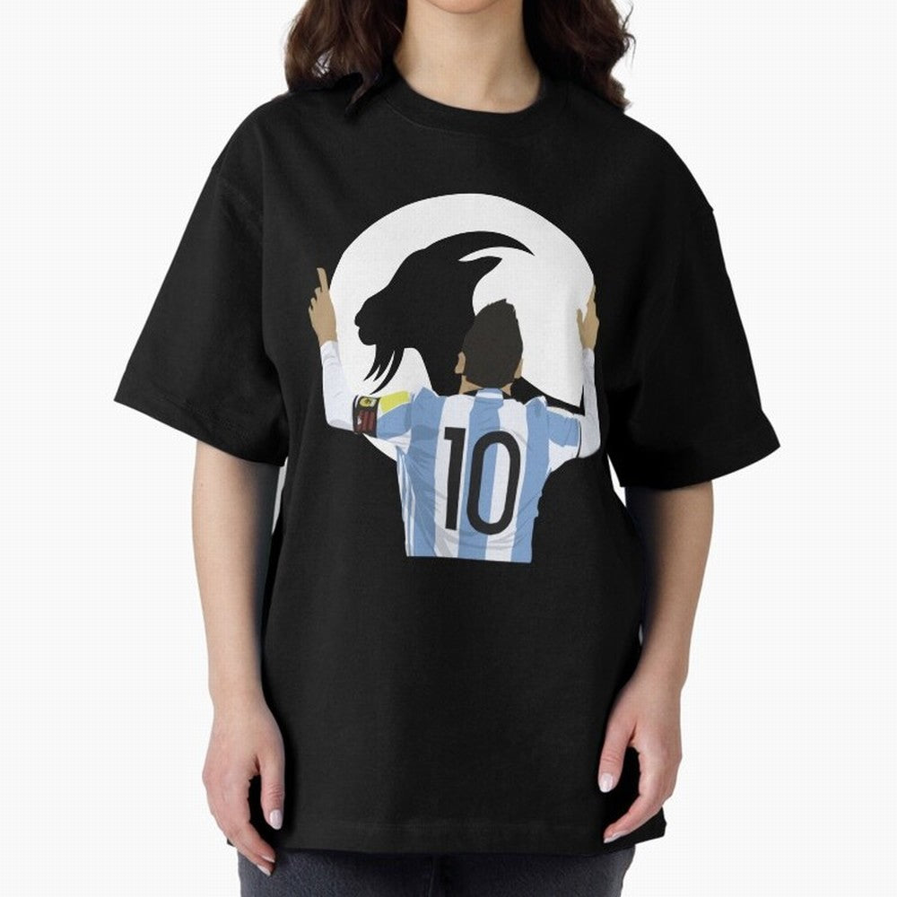Lionel Messi Goat Oversized T-Shirt Live the Energy of Global Football Passion for FIFA World Cup 2026 USA Canada Mexico, Filled with Mbappe and Neymar, Spain, Tournament Hype, Historic Matchups, Family Viewing Parties and Global Sports Pride; Made