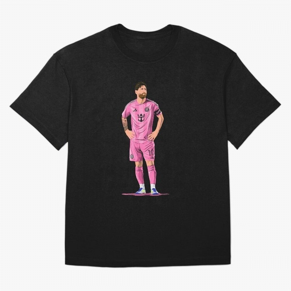 Lionel Messi Vector Oversized T-Shirt Bring Bold Fan Energy to Global Football Passion for FIFA World Cup 2026 Group Stage, Filled with Messi, France and Portugal, Championship Spirit, Famous Goals, Roaring Crowds and International Football Unity;