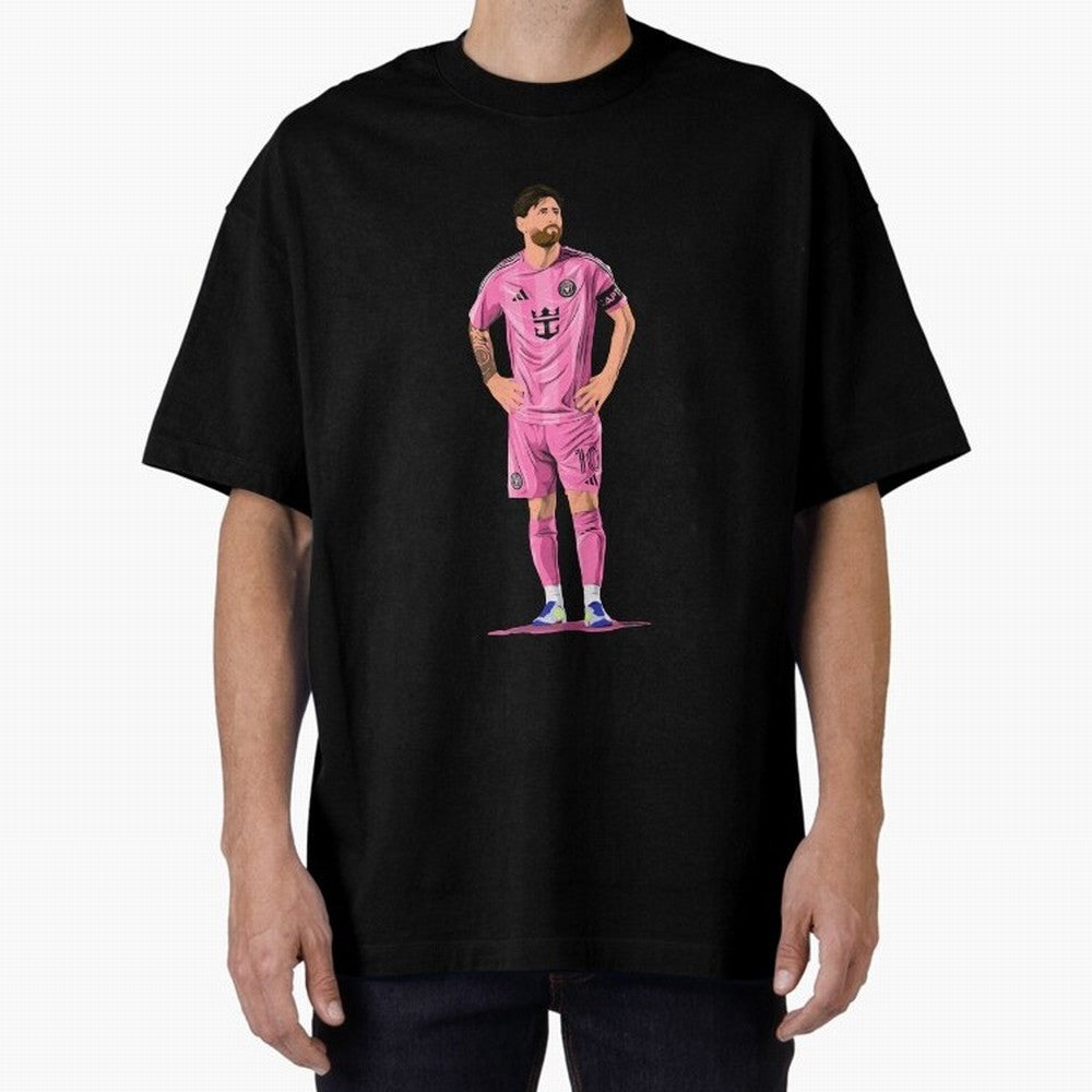 Lionel Messi Vector Oversized T-Shirt Bring Bold Fan Energy to Global Football Passion for FIFA World Cup 2026 Group Stage, Filled with Messi, France and Portugal, Championship Spirit, Famous Goals, Roaring Crowds and International Football Unity;
