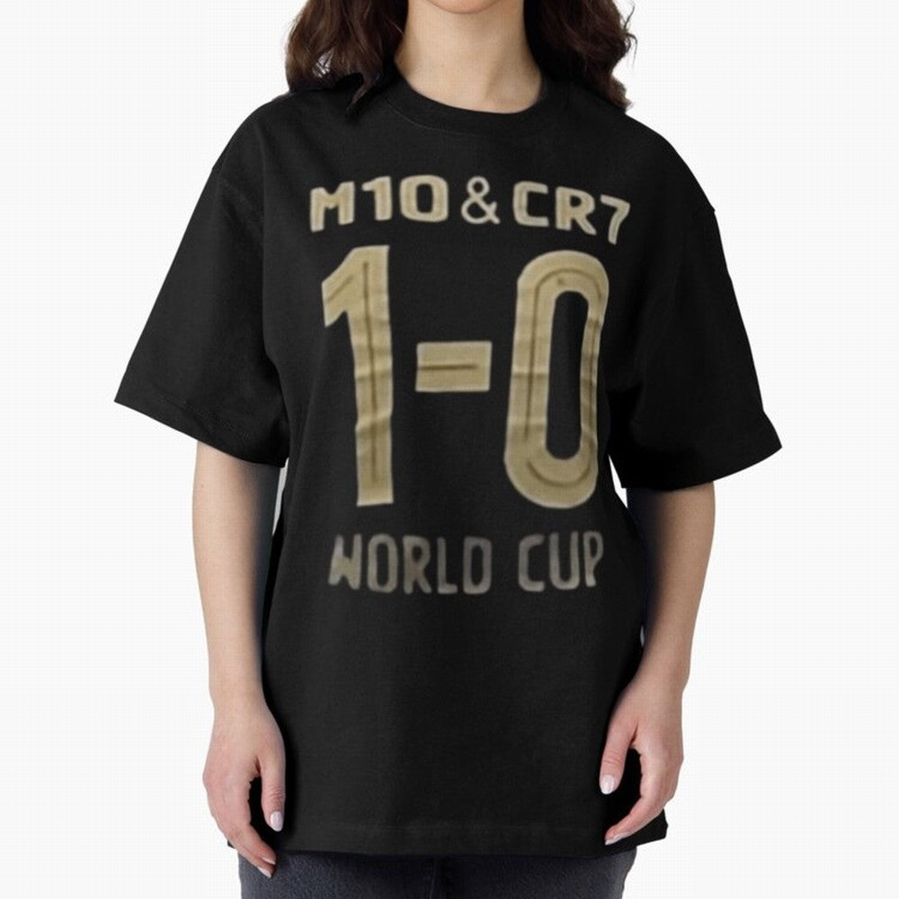 M10 And Cr7 1-0 World Cup Football Classic T-Shirt Carry the FIFA World Cup 2026 Group Stage Journey through Mbappe and Neymar Highlights, France Pride, Champion Mindset, Group Stage Buzz, Knockout Tension and Passionate Fan Culture; Perfect for