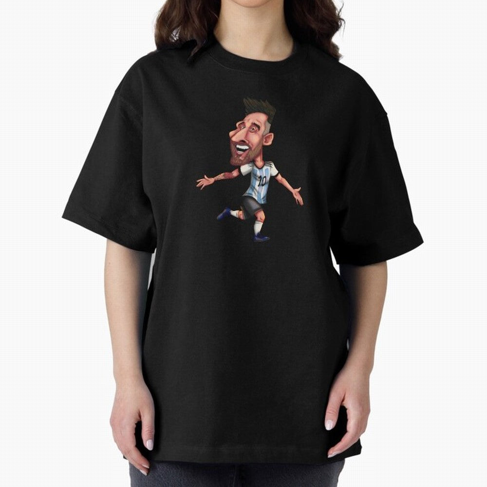 Lionel Messi Sticker Oversized T-Shirt Make Your Look Match the FIFA World Cup 2026 Journey through CR7 and Messi Highlights, England Pride, Football Festival Excitement, Trophy Ambitions, Country Rivalries and Star Player Buzz; Ideal for