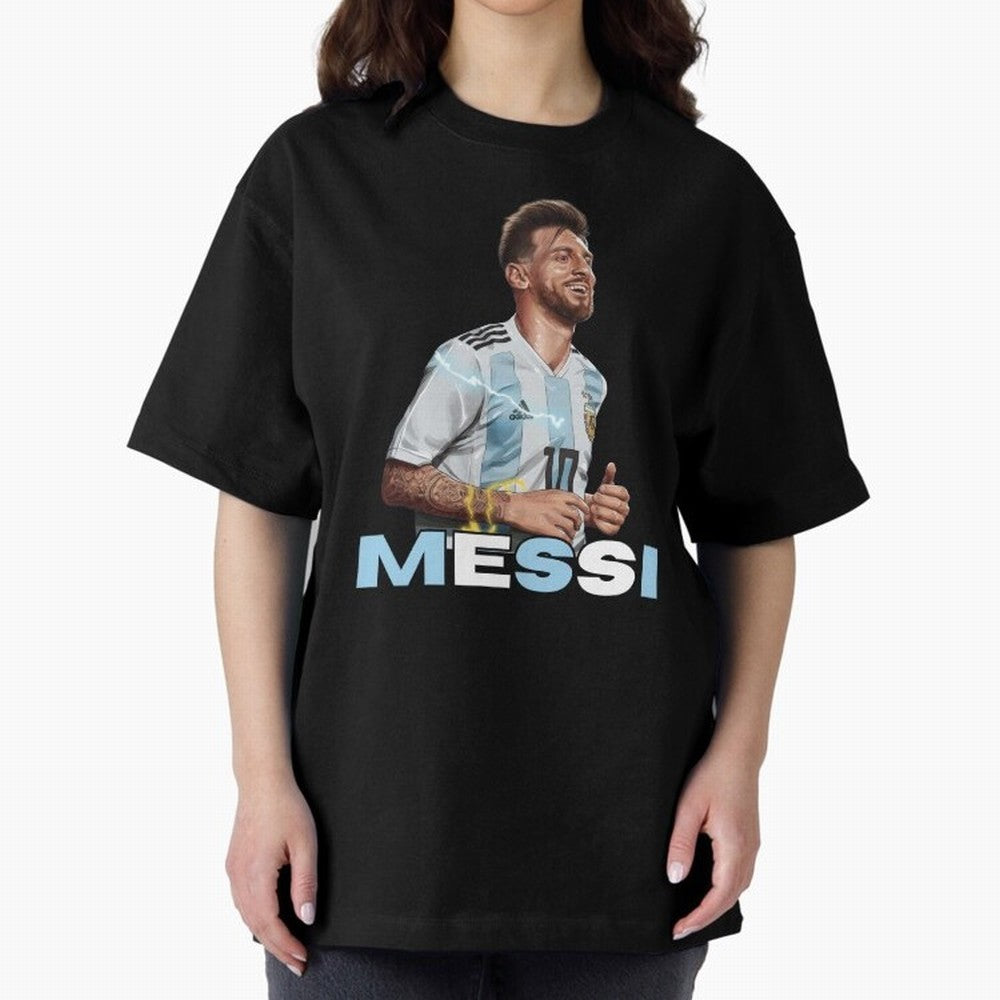 Lionel Messi Oversized T-Shirt Support FIFA World Cup 2026 USA Canada Mexico Spirit, Featuring Brazil, CR7 and Messi, Global Supporter Spirit, Legendary Goals, National Colors and Tournament Celebration; Created for Match Day Parties, Soccer Gifts,