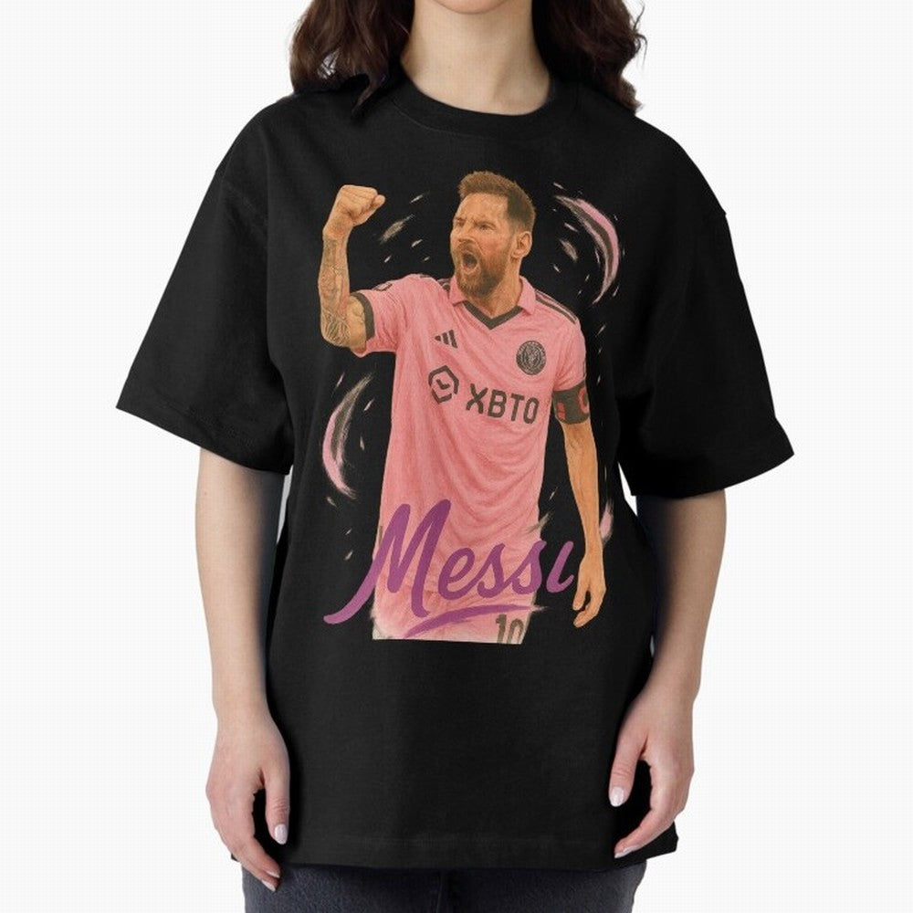 Argentina World Champs Messi Number Oversized T-Shirt Show Match Day Excitement for FIFA World Cup 2026 Connected to Neymar, Argentina Energy, Global Supporter Spirit, Legendary Goals, National Colors and Tournament Celebration; Made for Die Hard