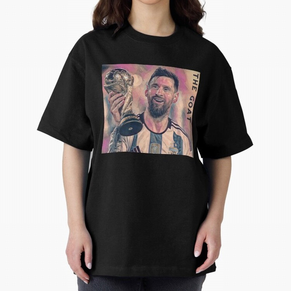 Messi T-Shirt Oversized T-Shirt Celebrate Soccer Greatness during FIFA World Cup 2026 Celebrating Haaland and Mbappe, Brazil Energy, Vintage Soccer Flavor, Modern Football Stars, National Flags and Final Night Emotion; Ideal for Fans Who Follow