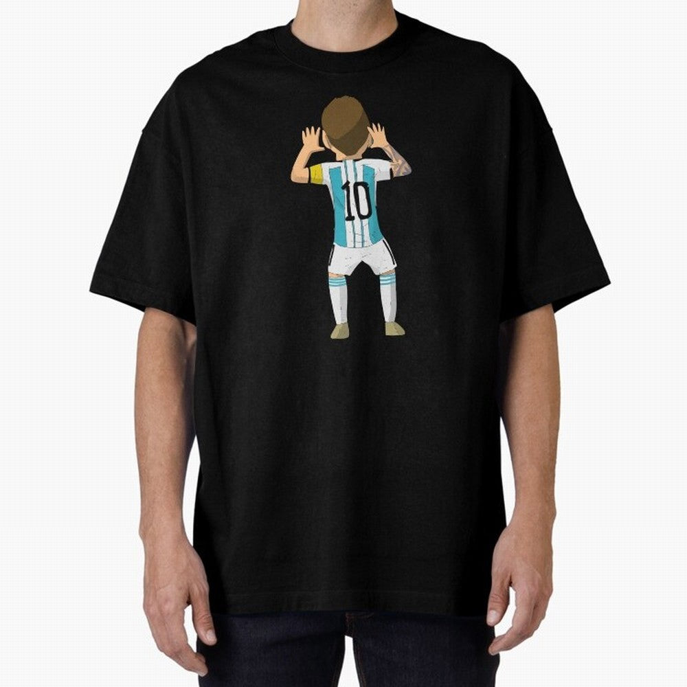 Cartoon Illustration Messi vs Netherlands World Cup Qatar 2022 Oversized T-Shirt Celebrate Global Passion for FIFA World Cup 2026 USA Canada Mexico Highlighting Haaland, England and Germany Energy, Soccer Culture, Superstar Moments, National Team