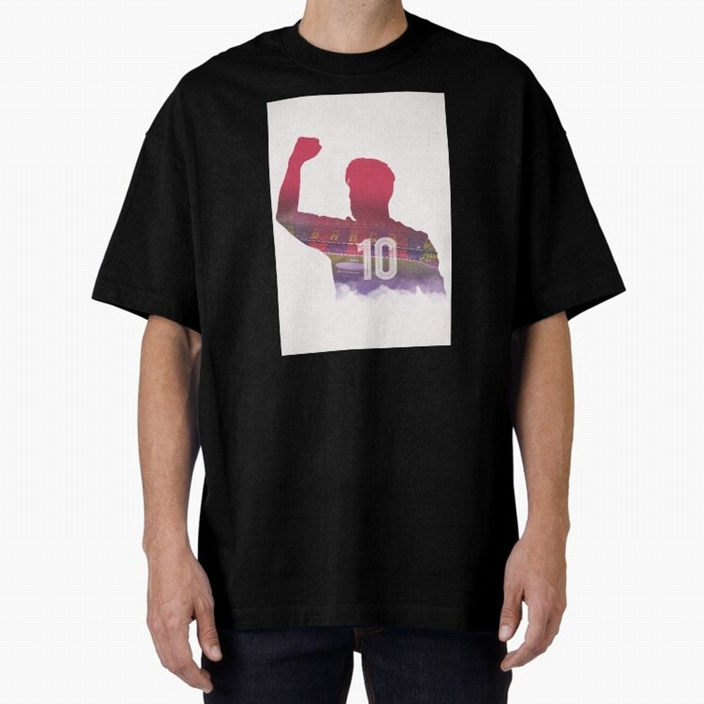 Lionel Messi Artwork Oversized T-Shirt Honor the Beautiful Game during the FIFA World Cup 2026 Group Stage Journey through CR7 Highlights, France Pride, Vintage Soccer Flavor, Modern Football Stars, National Flags and Final Night Emotion; Ideal for