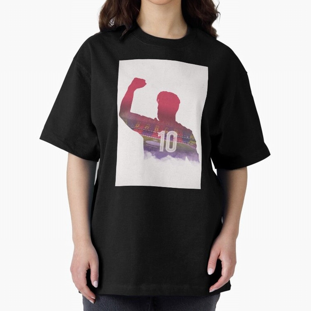Lionel Messi Artwork Oversized T-Shirt Honor the Beautiful Game during the FIFA World Cup 2026 Group Stage Journey through CR7 Highlights, France Pride, Vintage Soccer Flavor, Modern Football Stars, National Flags and Final Night Emotion; Ideal for