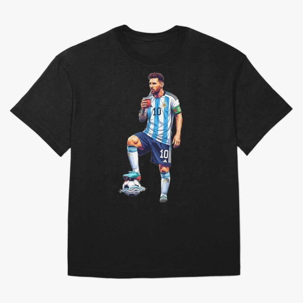 Messi in an illustrated style drinking mate ¨C The Goat Phone Case design Classic T-Shirt Fuel FIFA World Cup 2026 Group Stage Spirit, Filled with England, France and Netherlands, CR7, Stadium Chants, National Pride, Trophy Dreams and Unforgettable
