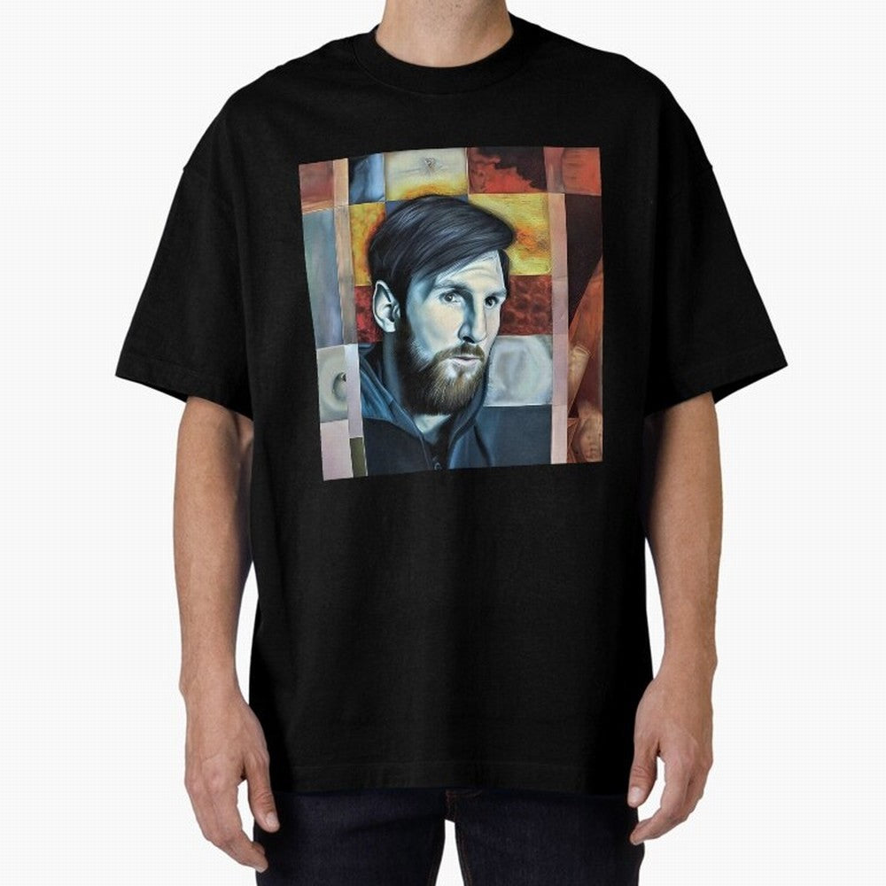 Messi on digital board Oversized T-Shirt Represent the FIFA World Cup 2026 Journey through Messi and Cristiano Ronaldo Highlights, England, France and Netherlands Pride, Global Supporter Spirit, Legendary Goals, National Colors and Tournament