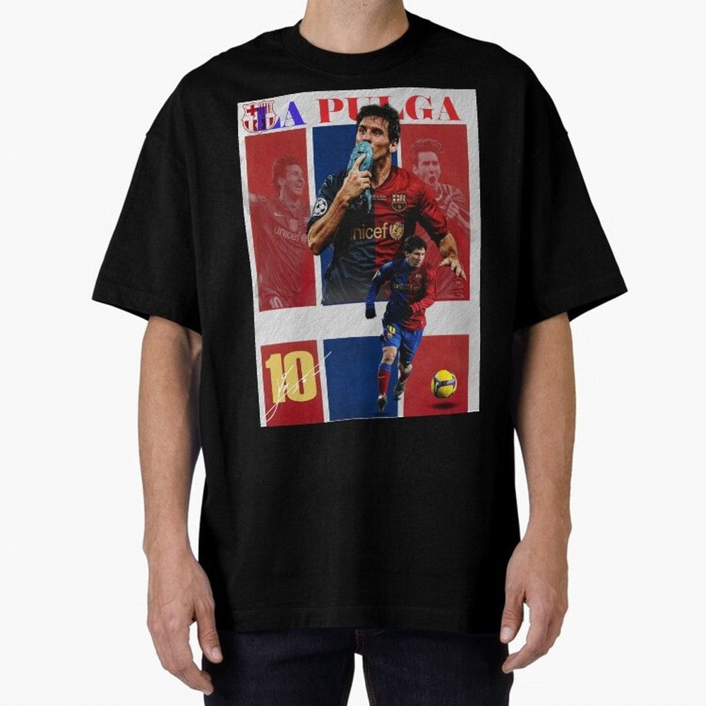 Lionel Messi 2009 UCL Barcelona Poster Oversized T-Shirt Bring International Match Energy to FIFA World Cup 2026 Group Stage Filled with Haaland, Argentina Energy, Vintage Soccer Flavor, Modern Football Stars, National Flags and Final Night