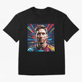 Lionel Messi Pop-Art Portrait Oversized T-Shirt Fuel FIFA World Cup 2026 USA Canada Mexico for Fans of Messi and Spain and Netherlands, Bringing Sports Nostalgia, International Competition, Famous Players and Unforgettable Victories; Perfect for
