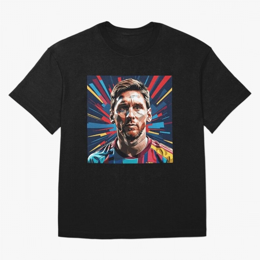Lionel Messi Pop-Art Portrait Oversized T-Shirt Fuel FIFA World Cup 2026 USA Canada Mexico for Fans of Messi and Spain and Netherlands, Bringing Sports Nostalgia, International Competition, Famous Players and Unforgettable Victories; Perfect for