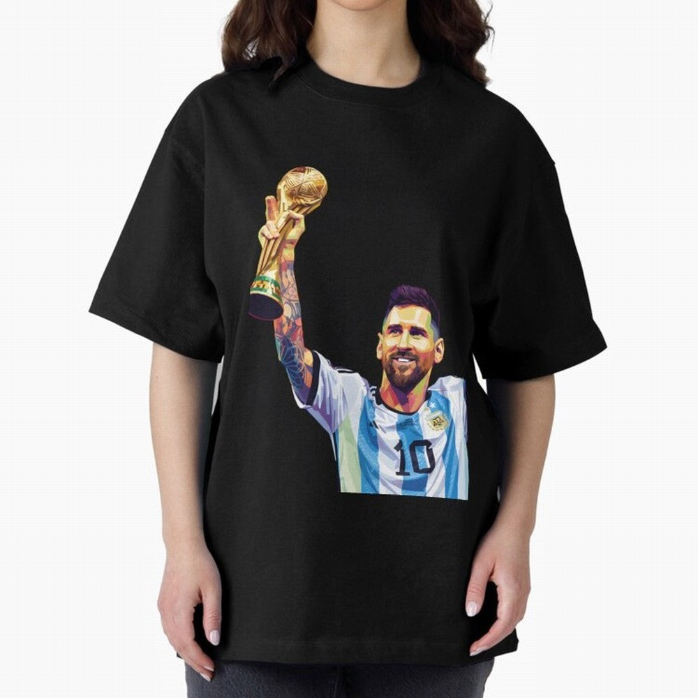 Messi wpap pop art Oversized T-Shirt Make Your Look Match Match Day Hype around FIFA World Cup 2026 Group Stage, CR7, England and Germany, Worldwide Fan Energy, Dramatic Goals, Stadium Lights and Championship Celebrations; Great for Watch Parties,