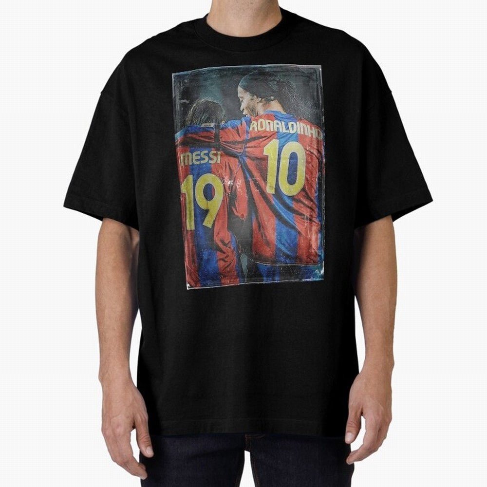 Messi and Ronaldinho Oversized T-Shirt Join Match Day Hype around FIFA World Cup 2026, Messi and Cristiano Ronaldo, Brazil, Sports Nostalgia, International Competition, Famous Players and Unforgettable Victories; Perfect for Fans, Collectors,
