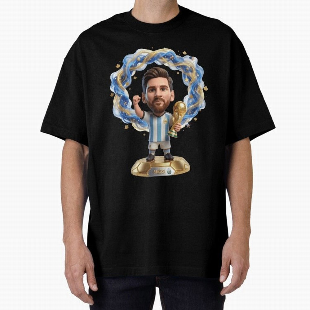 Messi Argentina 2026 - Legend Soccer Chibi 3D Classic T-Shirt Upgrade FIFA World Cup 2026 USA Canada Mexico Centered on Messi, CR7 and Mbappe, Spain Energy, Retro Football Energy, Iconic Rivalries, Trophy Chase Drama and Stadium Atmosphere; Perfect