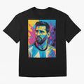 Messi Pop Art Portrait Oversized T-Shirt Support the Legends of FIFA World Cup 2026 USA Canada Mexico Spirit, Inspired by Brazil, Portugal and Argentina, Messi, Neymar and Mbappe, Goal Celebration Energy, Supporter Heritage, Football Icons and