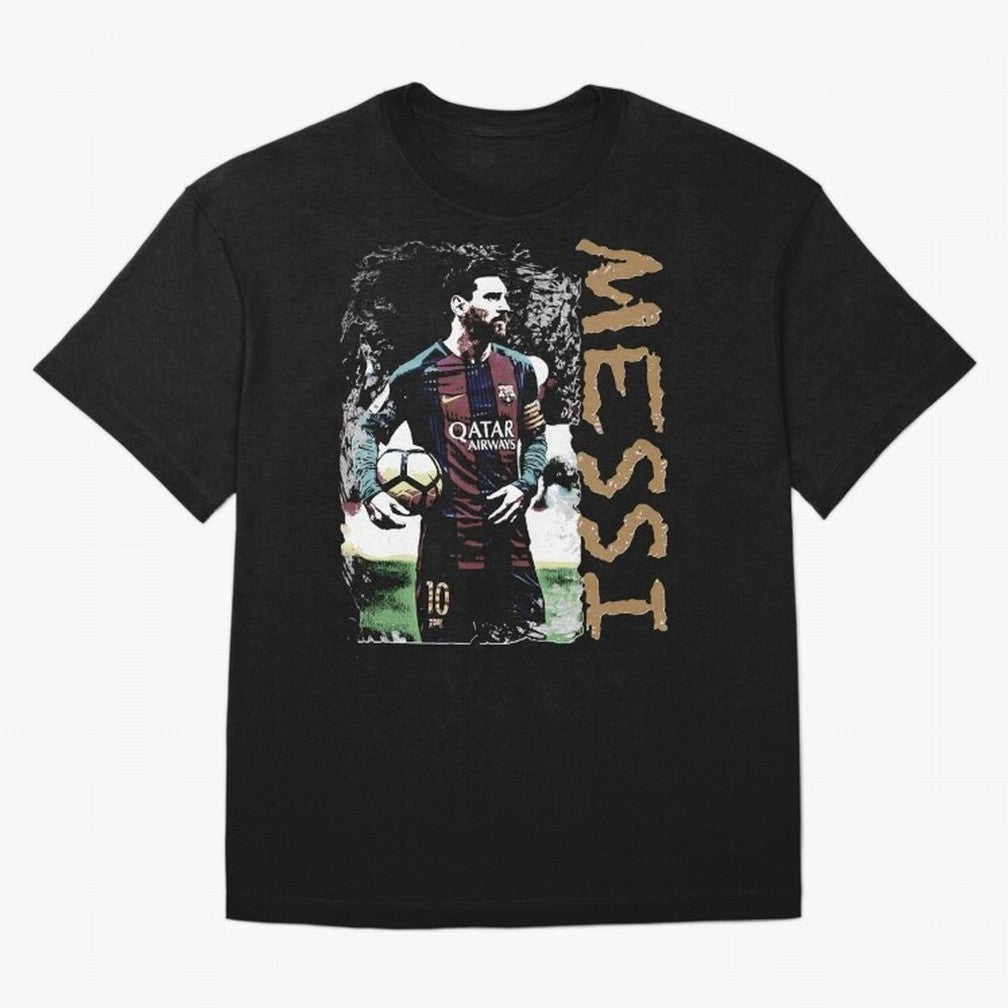 Messi Pop Art Portrait Oversized T-Shirt Honor the Beautiful Game during FIFA World Cup 2026 USA Canada Mexico for Fans of Neymar and England, France and Netherlands, Bringing Vintage Soccer Flavor, Modern Football Stars, National Flags and Final