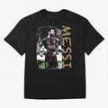 Messi Pop Art Portrait Oversized T-Shirt Honor the Beautiful Game during FIFA World Cup 2026 USA Canada Mexico for Fans of Neymar and England, France and Netherlands, Bringing Vintage Soccer Flavor, Modern Football Stars, National Flags and Final