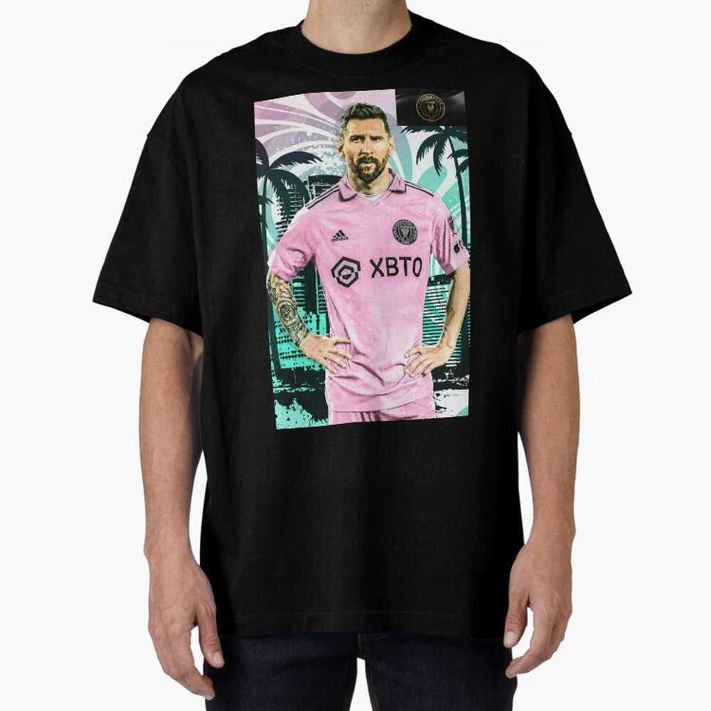 Messi Pop Art Portrait Oversized T-Shirt Celebrate Football Dreams Across FIFA World Cup 2026 Group Stage Celebrating Neymar, Haaland and Cristiano Ronaldo, Brazil, Portugal and Argentina Energy, Football Festival Excitement, Trophy Ambitions,