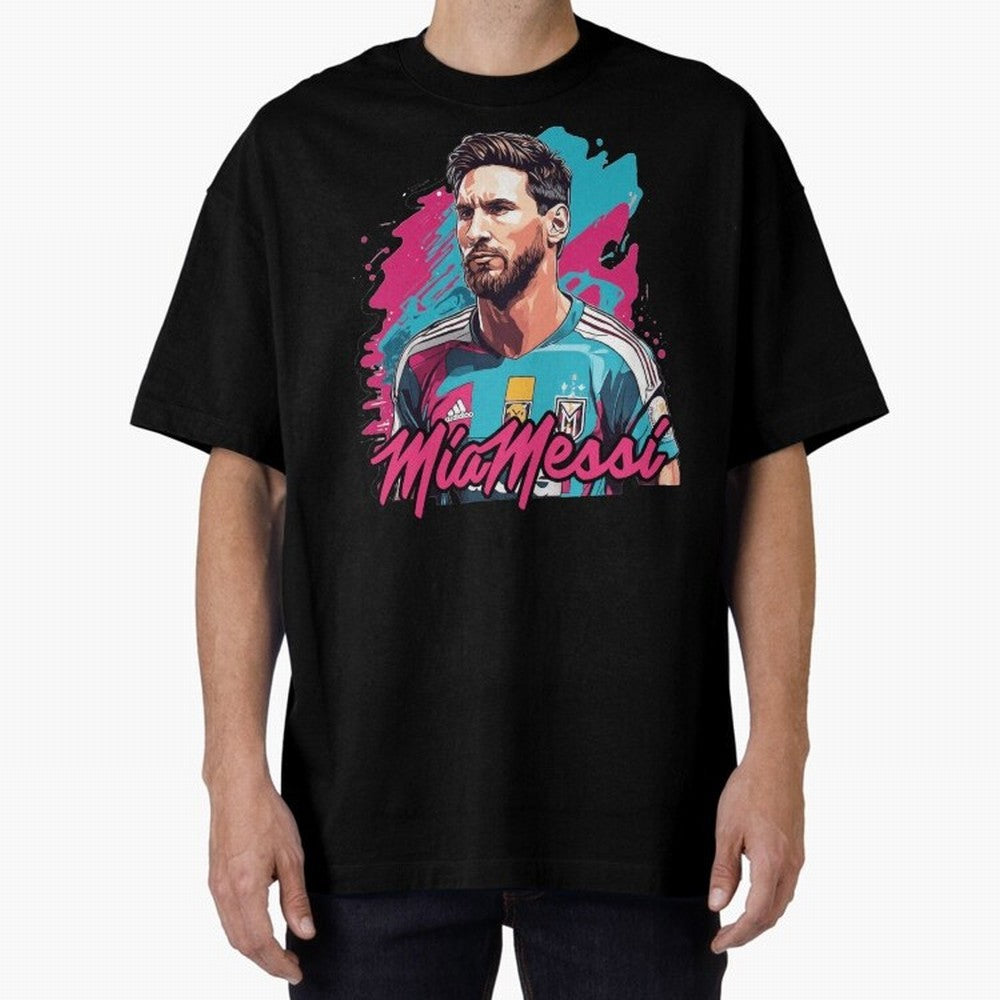 Messi Pop Art Portrait Oversized T-Shirt Embrace Global Football Passion for FIFA World Cup 2026 Group Stage, Made for Haaland and Mbappe, Spain, Supporter Pride, Iconic Celebrations, Legendary Names and Global Match Day Energy; Ideal for Football