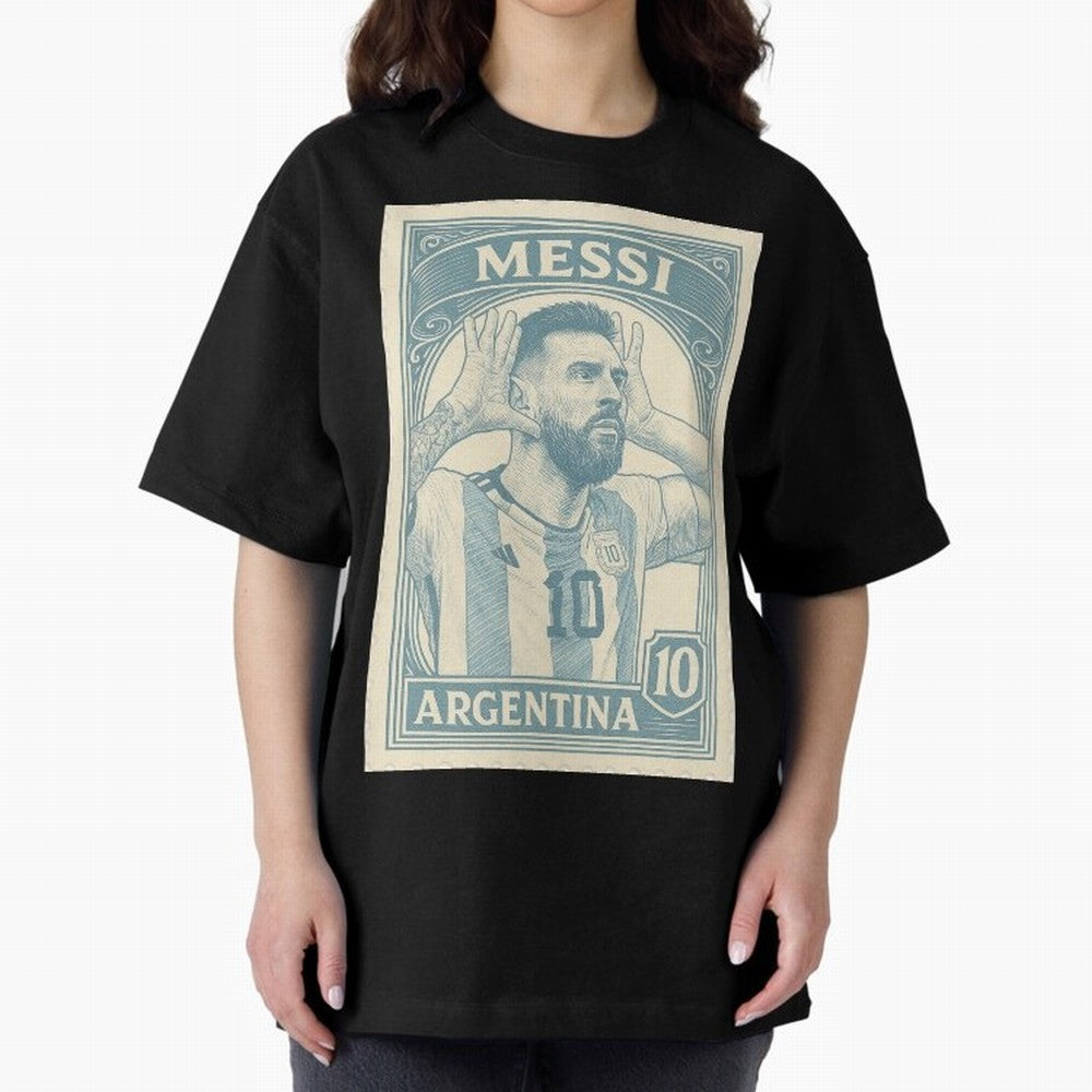 Lionel Messi Vintage Stamp Poster ¨C Argentina #10 Retro Football Art ¨C Barcelona Legend Illustration Classic T-Shirt Show Match Day Excitement for the FIFA World Cup 2026 USA Canada Mexico Journey through Haaland and Mbappe Highlights, France