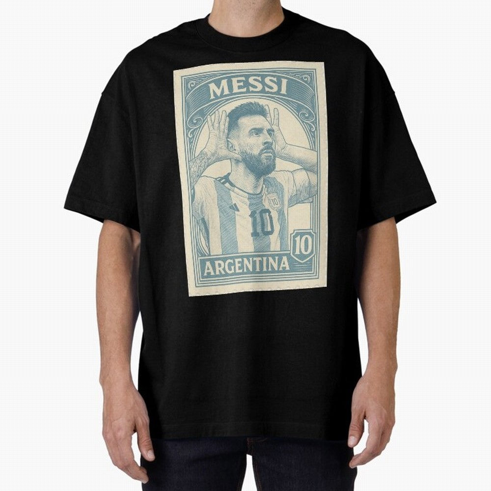 Lionel Messi Vintage Stamp Poster ¨C Argentina #10 Retro Football Art ¨C Barcelona Legend Illustration Classic T-Shirt Show Match Day Excitement for the FIFA World Cup 2026 USA Canada Mexico Journey through Haaland and Mbappe Highlights, France