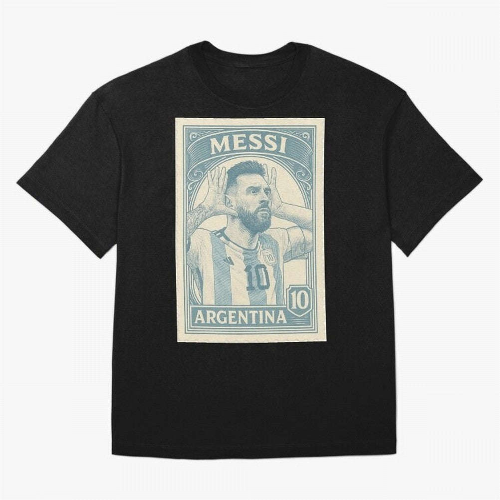 Lionel Messi Vintage Stamp Poster ¨C Argentina #10 Retro Football Art ¨C Barcelona Legend Illustration Classic T-Shirt Show Match Day Excitement for the FIFA World Cup 2026 USA Canada Mexico Journey through Haaland and Mbappe Highlights, France