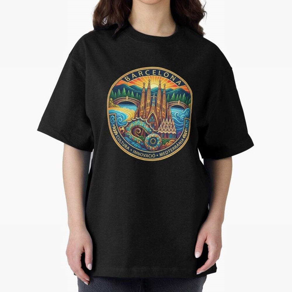 BARCELONA Oversized T-Shirt Cheer for Global Football Passion for FIFA World Cup 2026 USA Canada Mexico, Centered on Messi, Neymar and Mbappe, Brazil, Portugal and Argentina, Retro Football Energy, Iconic Rivalries, Trophy Chase Drama and Stadium
