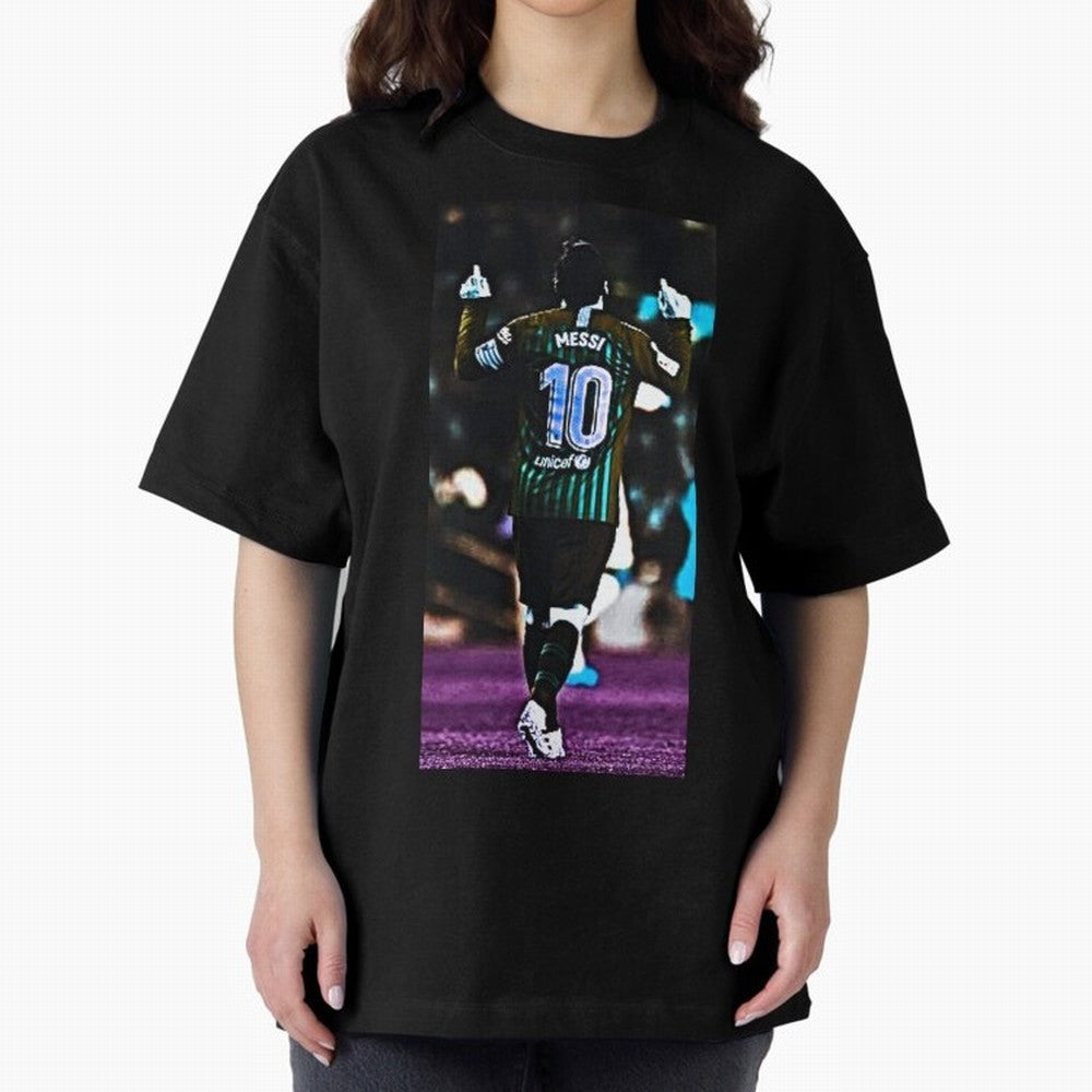 Lionel Messi Oversized T-Shirt Bring Trophy Dreams to the FIFA World Cup 2026 Group Stage Journey through Mbappe Highlights, Spain Pride, Stadium Chants, National Pride, Trophy Dreams and Unforgettable Football Memories; Made for Collectors Who