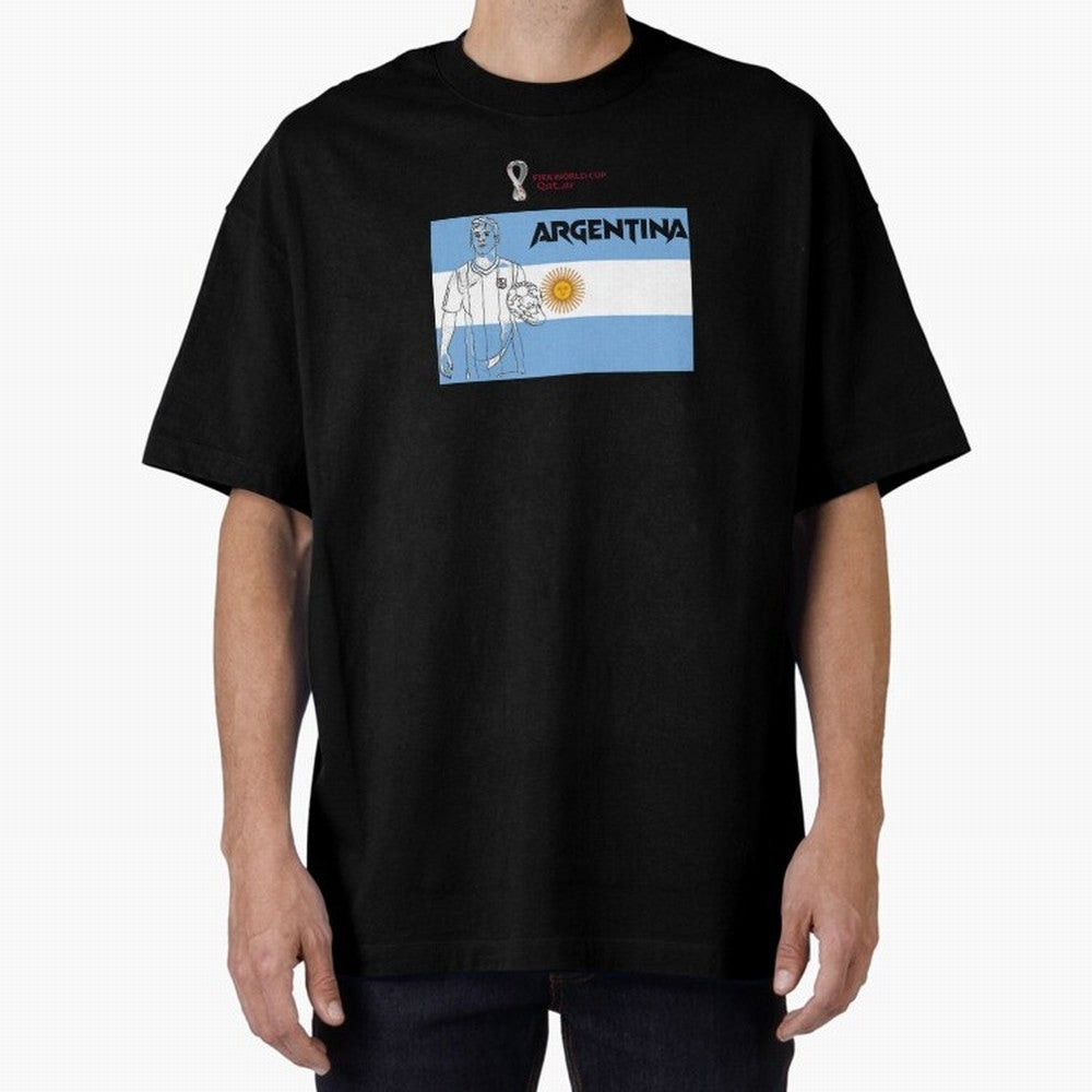 Argentina - FIFA World Cup - Qatar 2022 Oversized T-Shirt Capture Stadium Memories from FIFA World Cup 2026 USA Canada Mexico Highlighting Messi and Cristiano Ronaldo, Germany Energy, Sports Nostalgia, International Competition, Famous Players and
