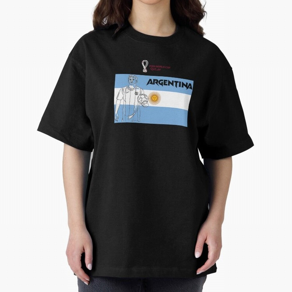 Argentina - FIFA World Cup - Qatar 2022 Oversized T-Shirt Capture Stadium Memories from FIFA World Cup 2026 USA Canada Mexico Highlighting Messi and Cristiano Ronaldo, Germany Energy, Sports Nostalgia, International Competition, Famous Players and