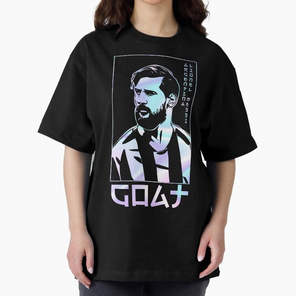 Lionel Messi Holographic Style Portrait art illustration Classic T-Shirt Stand Out with Spirit from the FIFA World Cup 2026 Group Stage Journey through Neymar Highlights, Spain and Netherlands Pride, Classic Soccer Heritage, Championship Pressure,