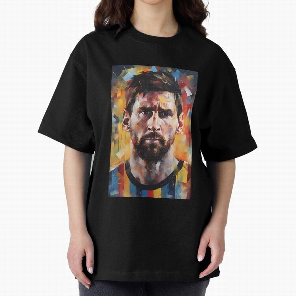 Lionel Messi Oversized T-Shirt Bring Global Tournament Vibes to Global Football Passion for FIFA World Cup 2026 Group Stage, Centered on Haaland and Mbappe, Argentina and Brazil, Sports Nostalgia, International Competition, Famous Players and