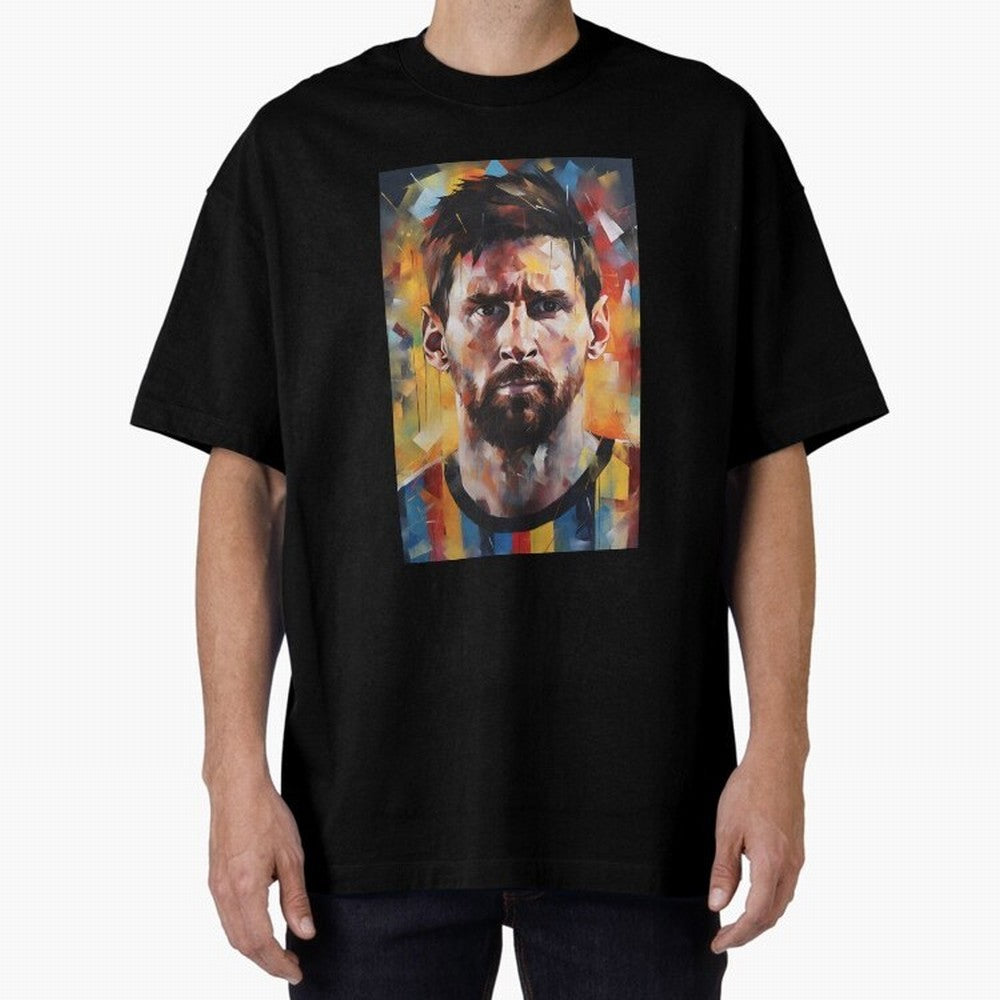 Lionel Messi Oversized T-Shirt Bring Global Tournament Vibes to Global Football Passion for FIFA World Cup 2026 Group Stage, Centered on Haaland and Mbappe, Argentina and Brazil, Sports Nostalgia, International Competition, Famous Players and
