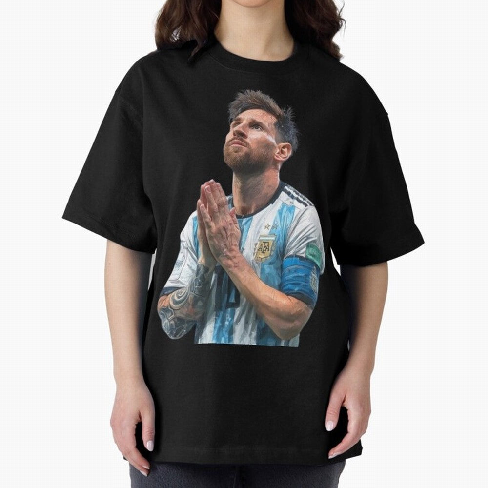 Argentina Messi Football Oversized T-Shirt Celebrate Every Goal in FIFA World Cup 2026 Spirit, Capturing France and Portugal, Mbappe and Neymar, Tournament Hype, Historic Matchups, Family Viewing Parties and Global Sports Pride; Made for Die Hard