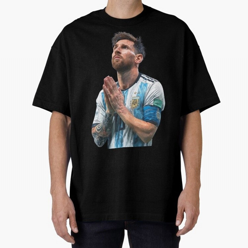 Argentina Messi Football Oversized T-Shirt Celebrate Every Goal in FIFA World Cup 2026 Spirit, Capturing France and Portugal, Mbappe and Neymar, Tournament Hype, Historic Matchups, Family Viewing Parties and Global Sports Pride; Made for Die Hard