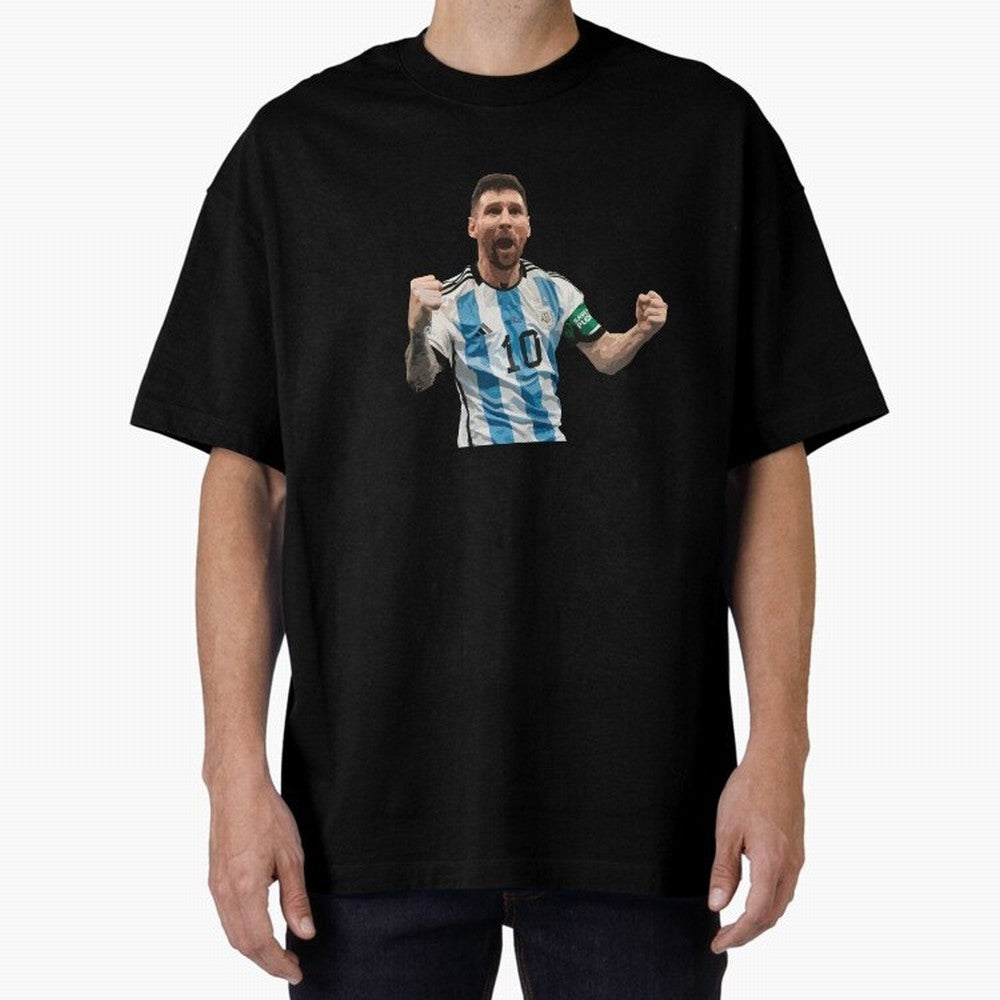 Messi World Champion #2 Oversized T-Shirt Show Love for Legendary Goals in Global Football Passion for FIFA World Cup 2026 USA Canada Mexico, Featuring Messi, Neymar and Mbappe, England, France and Netherlands, Vintage Soccer Flavor, Modern